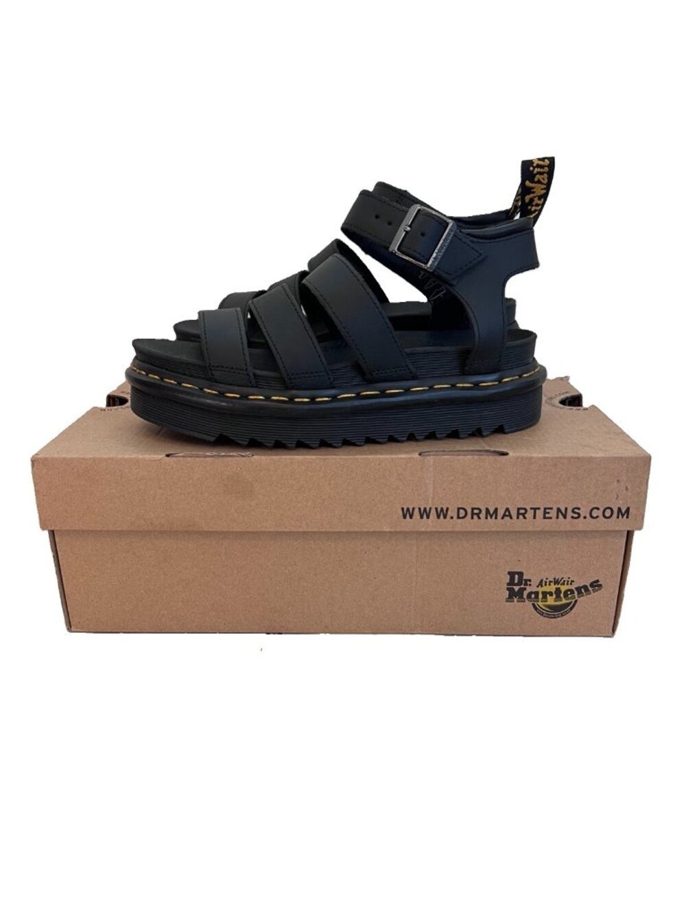 Dr. Martens Blaire Black Hydro Leather Strap Sandals Women's US 7 / UK 5 / EU 38